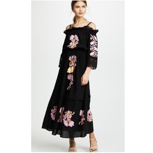 Figue noelle embroidered maxi gauze dress